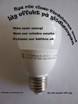 Låg effekt på glödlampan Sa